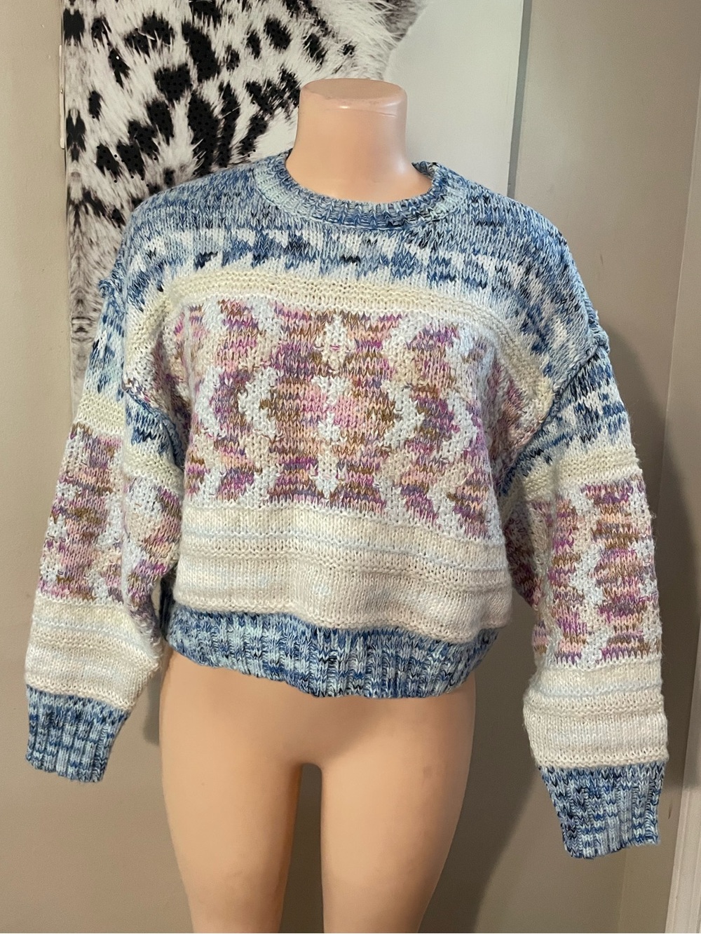 Arizona Cozy Crewneck soft comfy Patterned Sweater Aztec moon winter XS